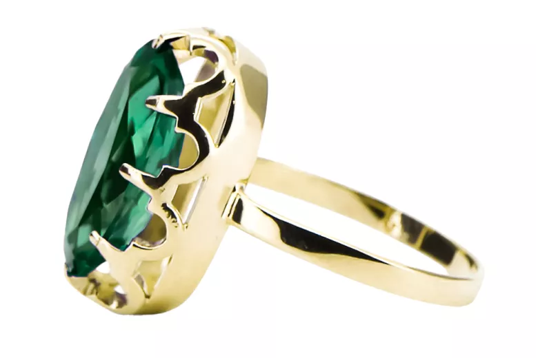 Anneau Bijoux vintage Émeraude Or jaune 14 carats vrc253y